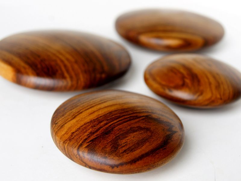 Prototype turned production: teak massage medallions, one of the first jobs