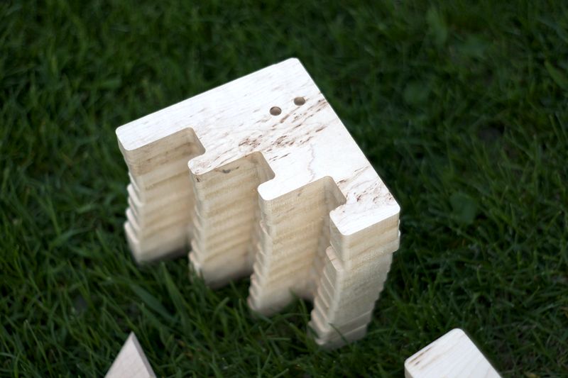 Hard maple blocks with machined notches