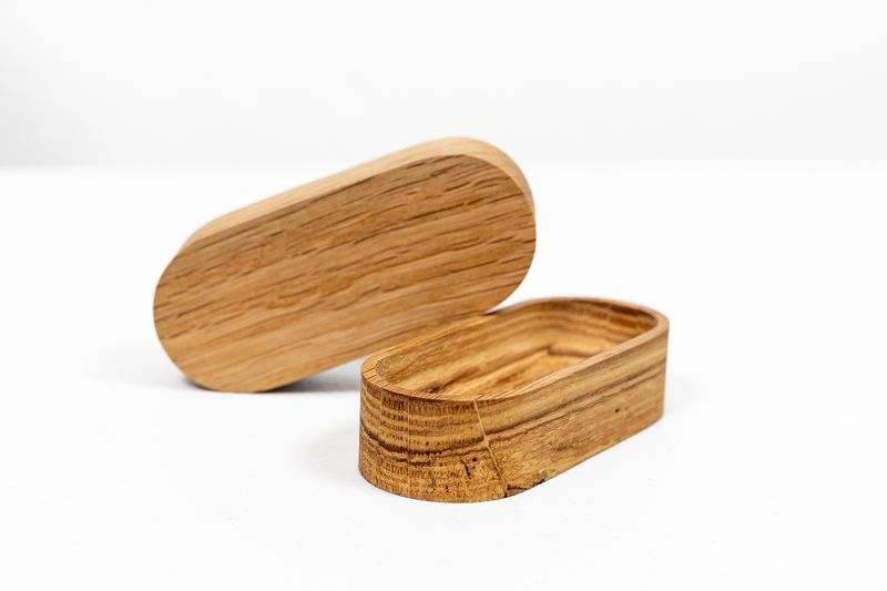 Oval oak ring box, made for Kimberly Ann Creations