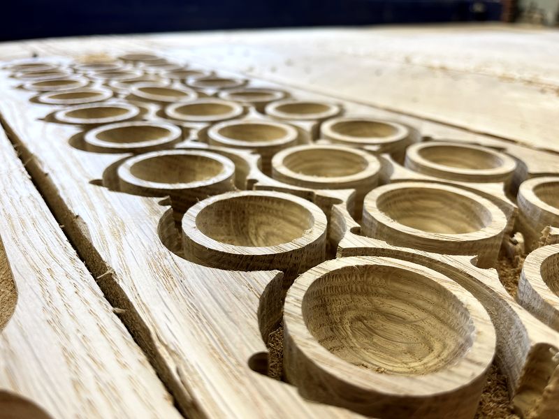 Ring holder prototypes, machined in a strip