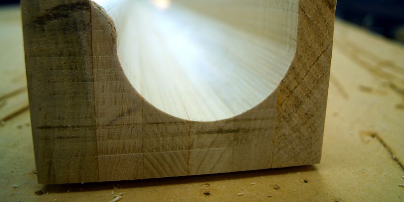 Concrete form tube, end view of the half-round
