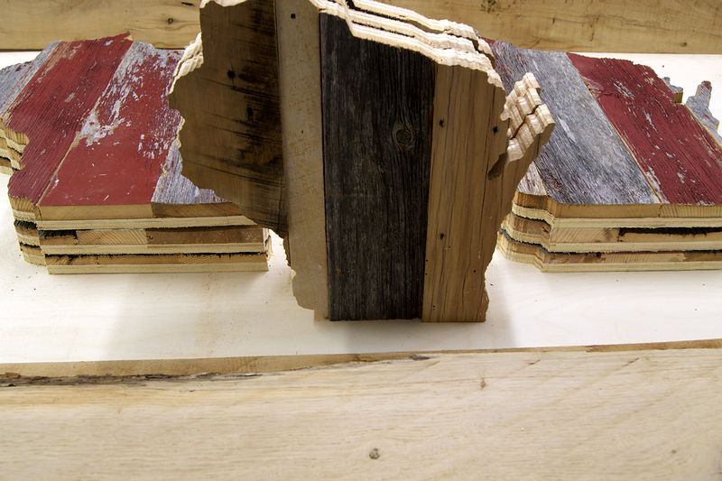 Wisconsin signs cut from reclaimed wood